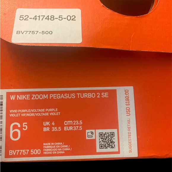 Nike Zoom Pegasus Turbo 2SE size 6.5 new vivid purple/voltage purple - Picture 6 of 6
